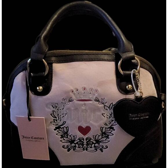 NWT~JUICY COUTURE Pink Diamond Velour Heritage Dome Satchel Handbag Purse - Picture 2 of 5